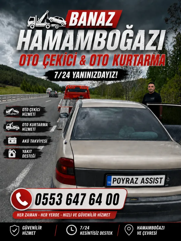 Banaz Hamamboğazı bölgesinde oto çekici ve oto kurtarma hizmeti ile araçlar güvenli şekilde en yakın oto tamirciye ulaştırılmaktadır.
